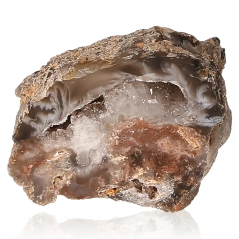 Mini Agate Geode Brown and grey with white accents. 073080