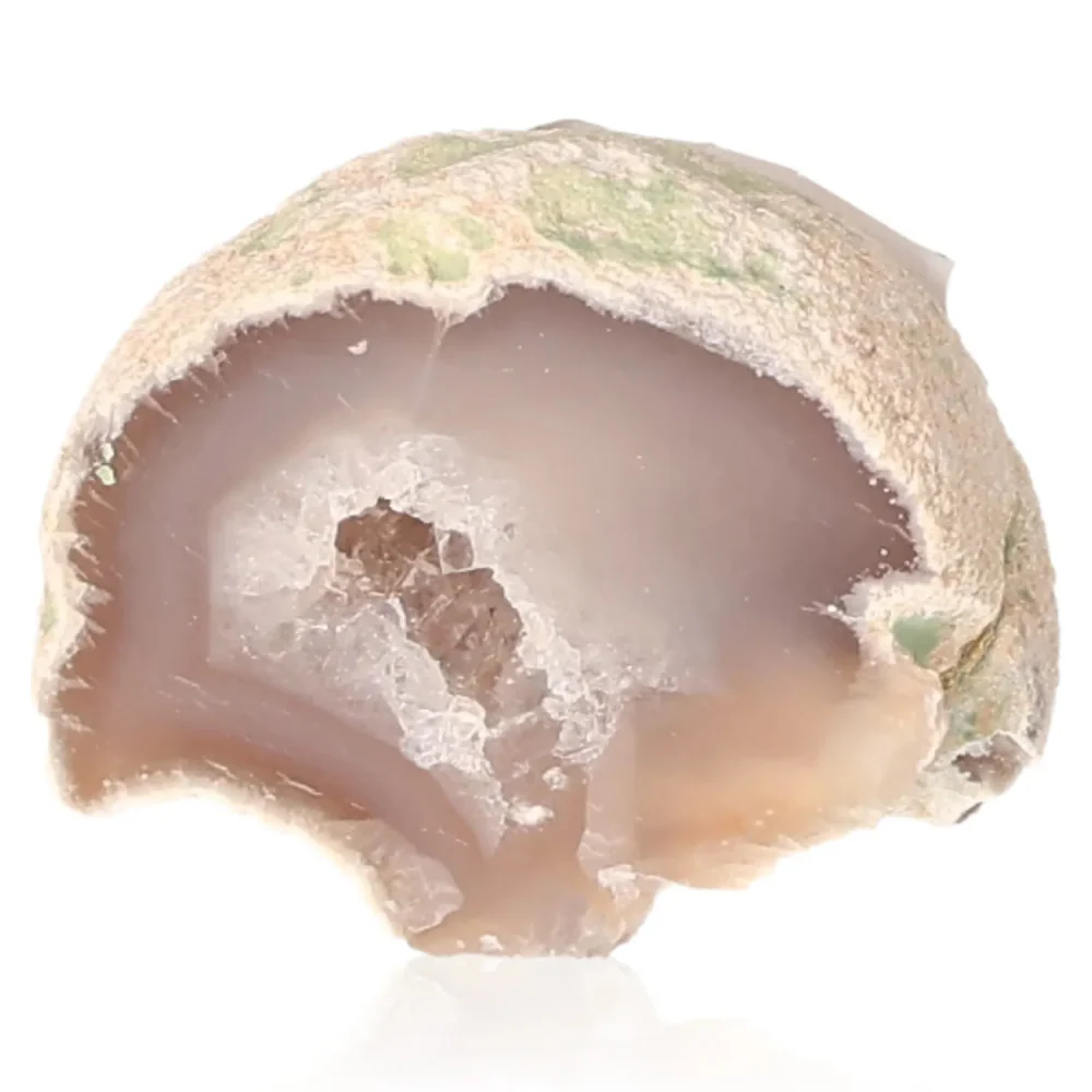 Mini Agate Geode displays gentle beige and soft pinkish tones with a subtle translucent center, giving it a delicate and calming look. 073943 - Image 2