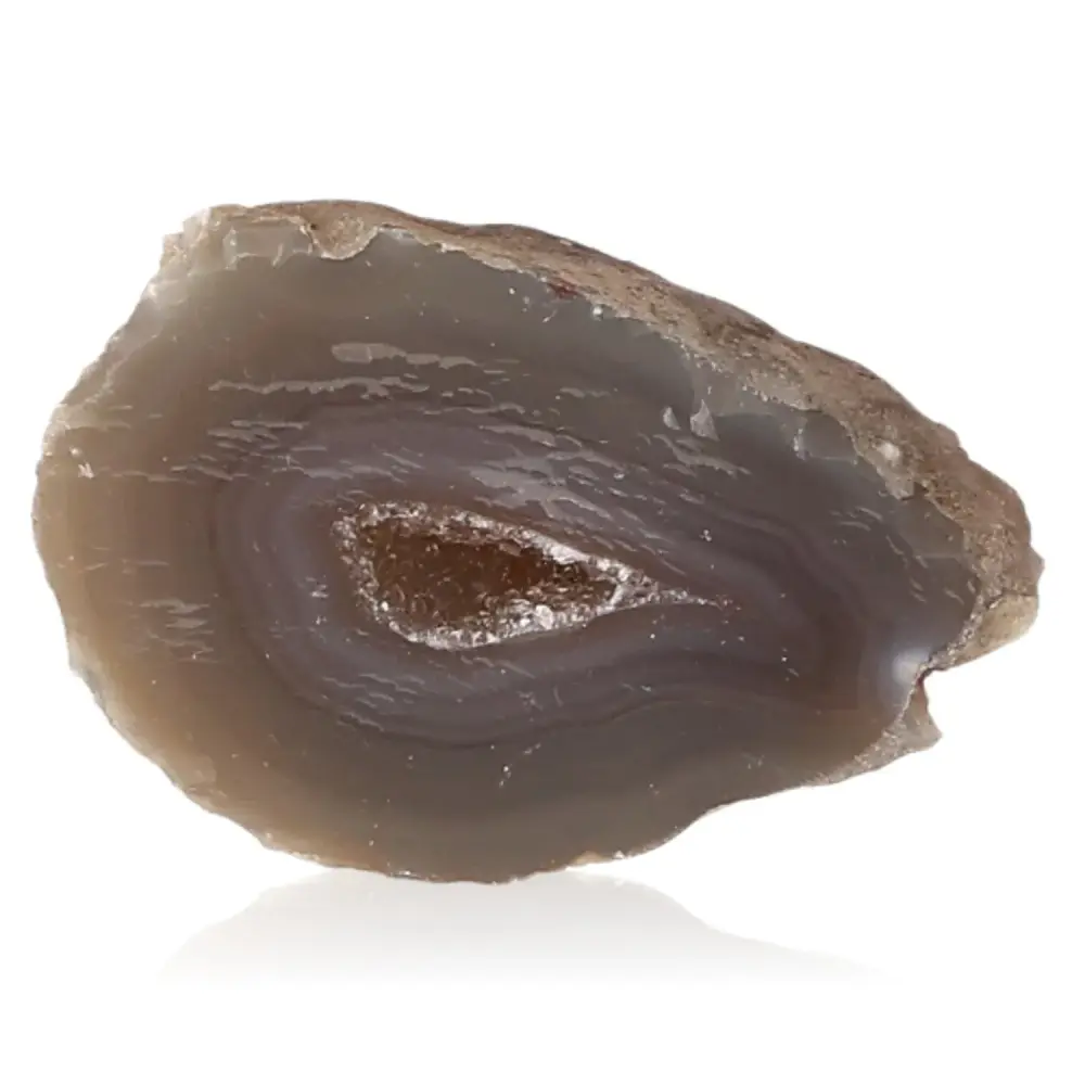 Mini Agate Geode Deep brown with subtle lighter brown and caramel banding. 074117
