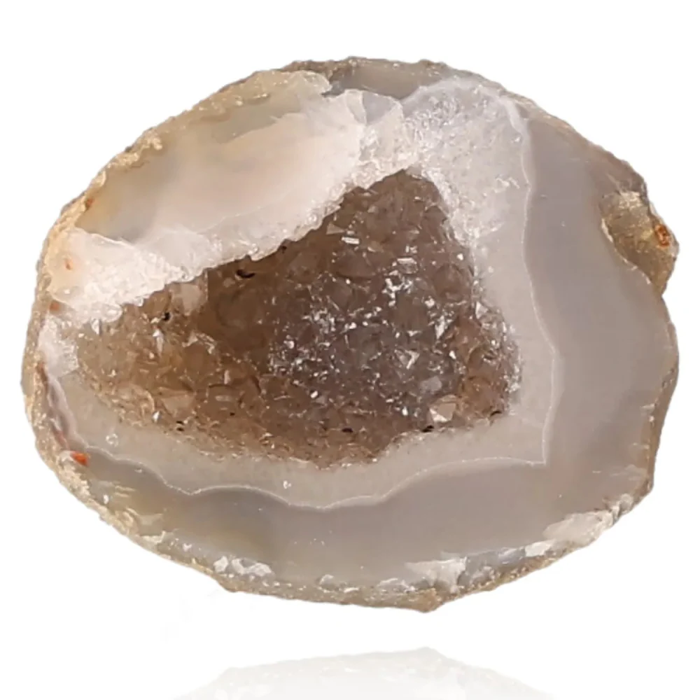Mini Agate Geode Light taupe and beige with a sparkling brown crystal center. 074230 - Image 2