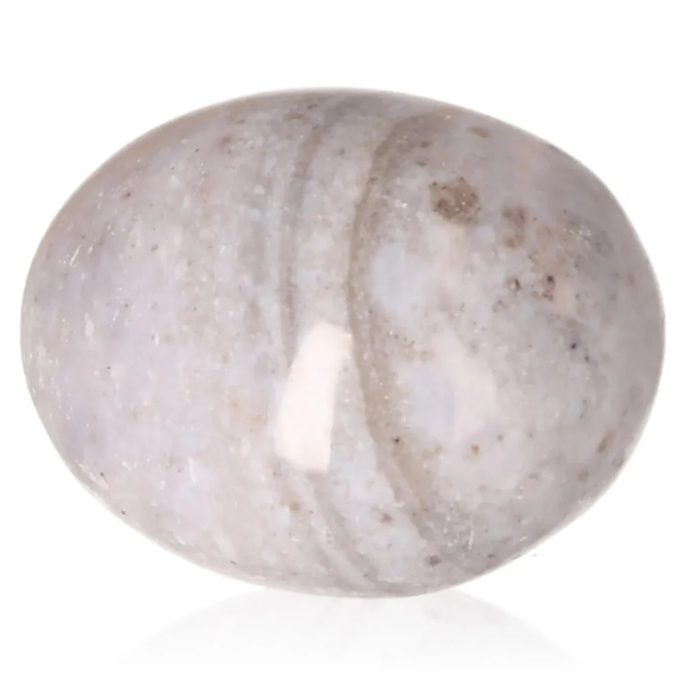 Banded Agate Tumbled Stone Gray with white and light brown tones. 074773 - Image 2