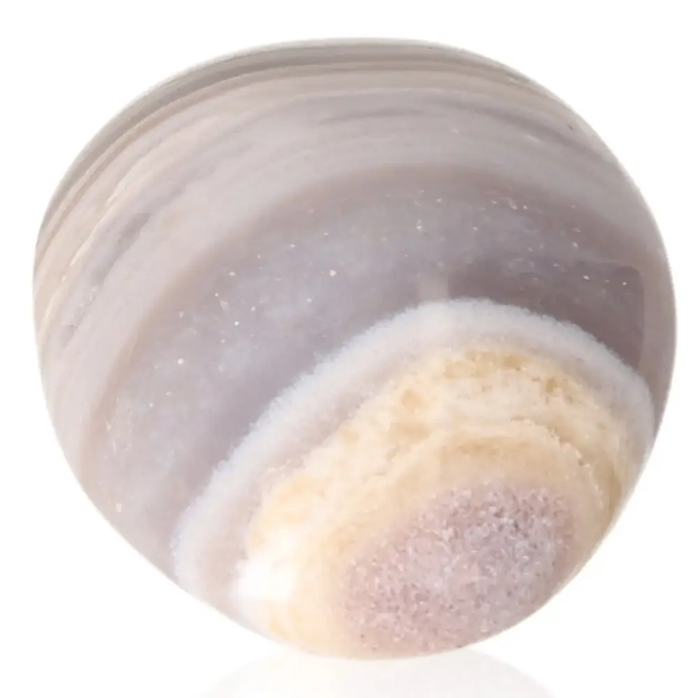 Banded Agate Tumbled Stone Gray with white and light brown tones. 074834