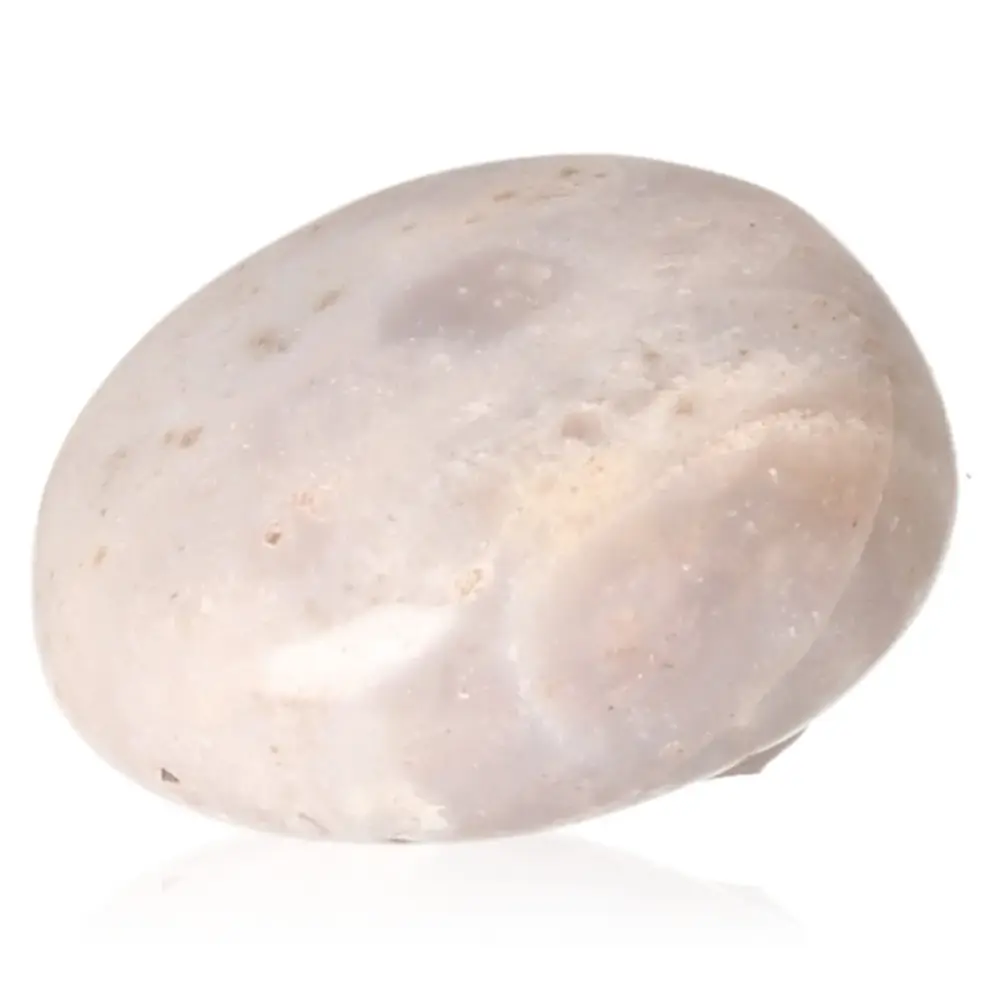 Banded Agate Tumbled Stone Gray with white and light brown tones. 074865