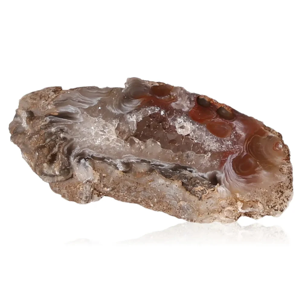 Mini Agate Geode Reddish-brown with gray, white, and beige crystal-like textures. 072625 - Image 2