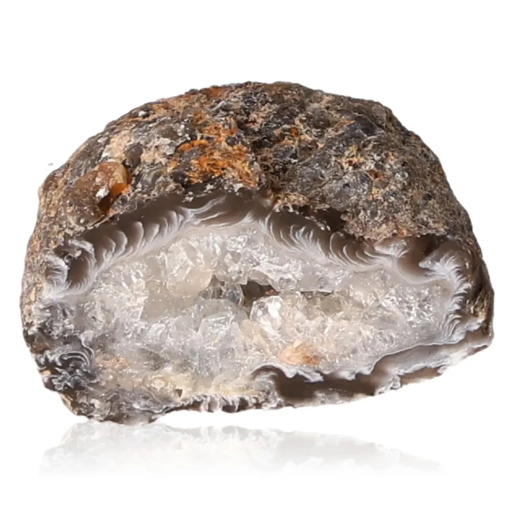 Mini Agate Geode Dark brown outer layer with a white and gray crystal interior. 072717 - Image 2