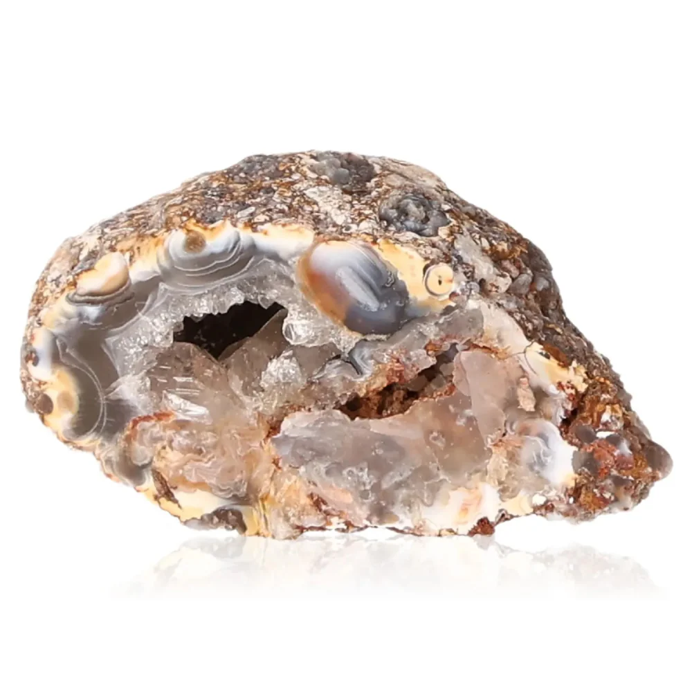 Mini Agate Geode Dark brown with black, beige, and grey streaks. 072977 - Image 2