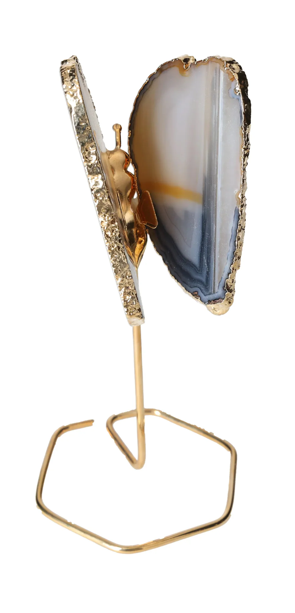 Agate Butterfly On Gold Metal Stand 629508 - Image 2