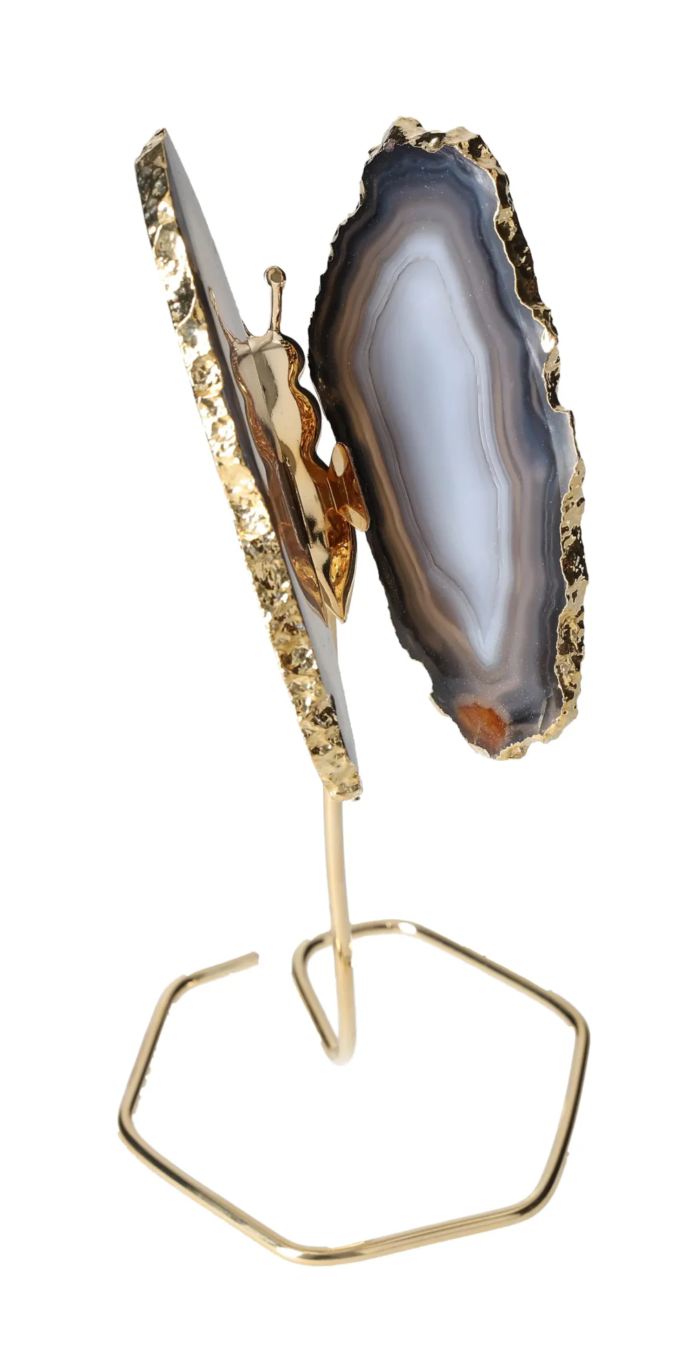 Agate Butterfly On Gold Metal Stand 629515 - Image 2
