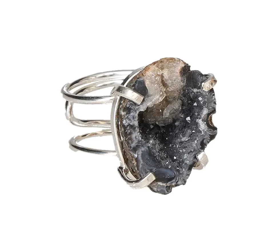 Agate Geode Arc And Wire Ring Silver 613576 - Image 2