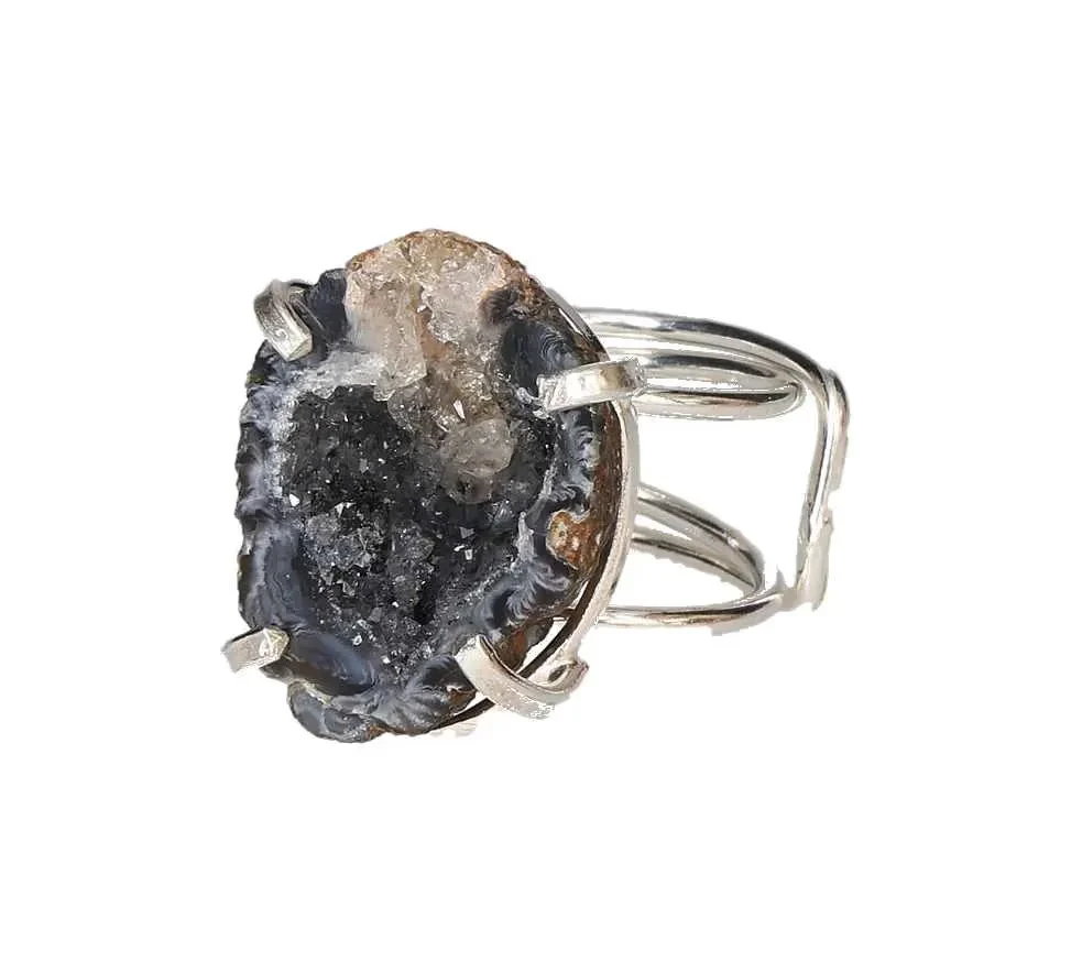 Agate Geode Arc And Wire Ring Silver 613576 - Image 3