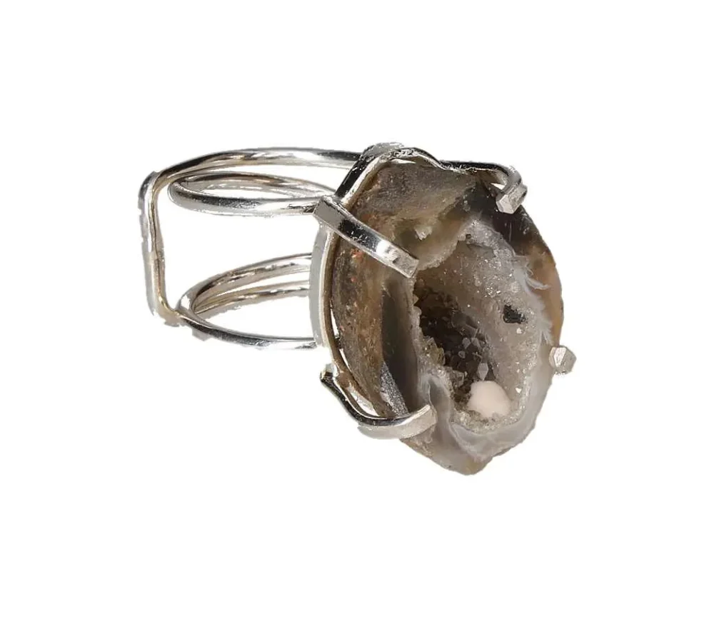 Agate Geode Arc And Wire Ring Silver 613583 - Image 2