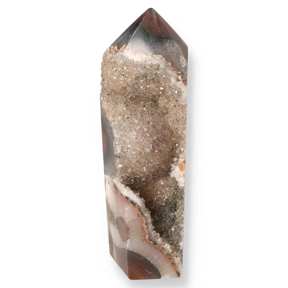 Agate Geoded Points Light brown crystal with beige and gray swirls and patterns. 040068 - Image 2
