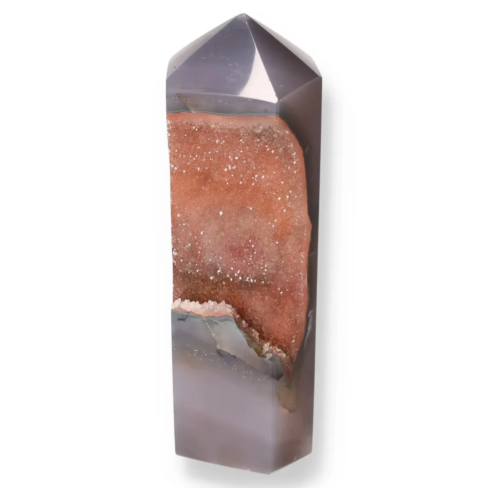 Agate Geoded Points Gray with white and light brown tones. 041737 - Image 2