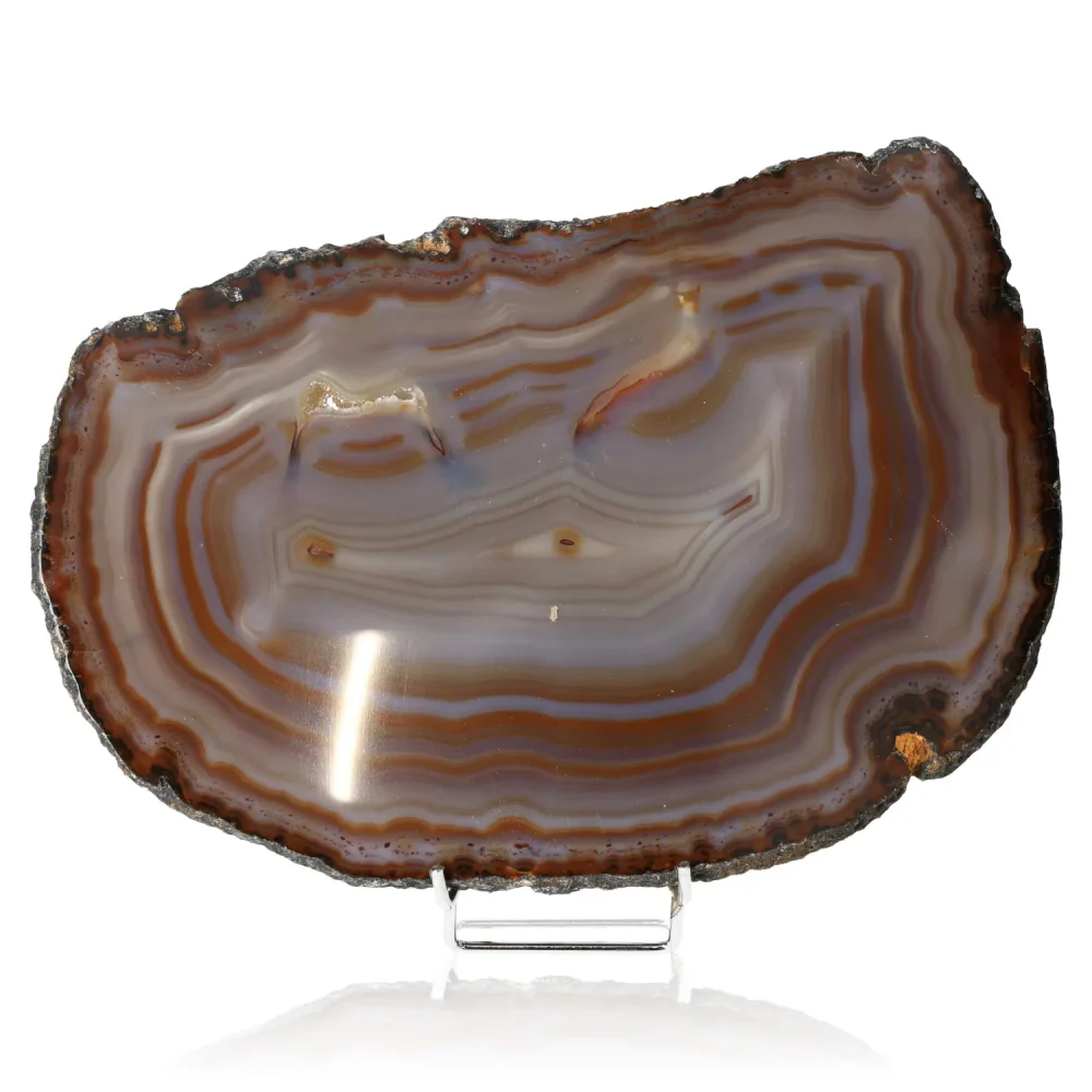 Polished Agate Slice Dark brown and black 001556
