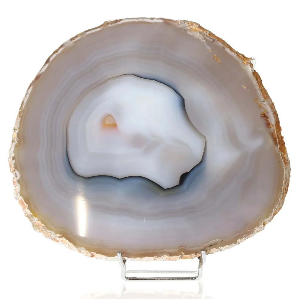 Polished Agate Slice Gray, white, and blue. 001528