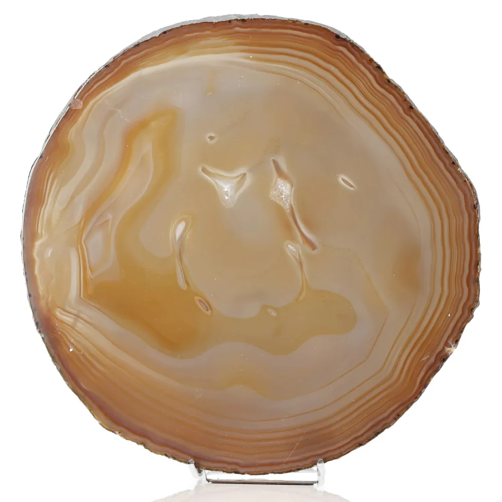 Polished Agate Slice Light brown with beige and orange tones. 001484