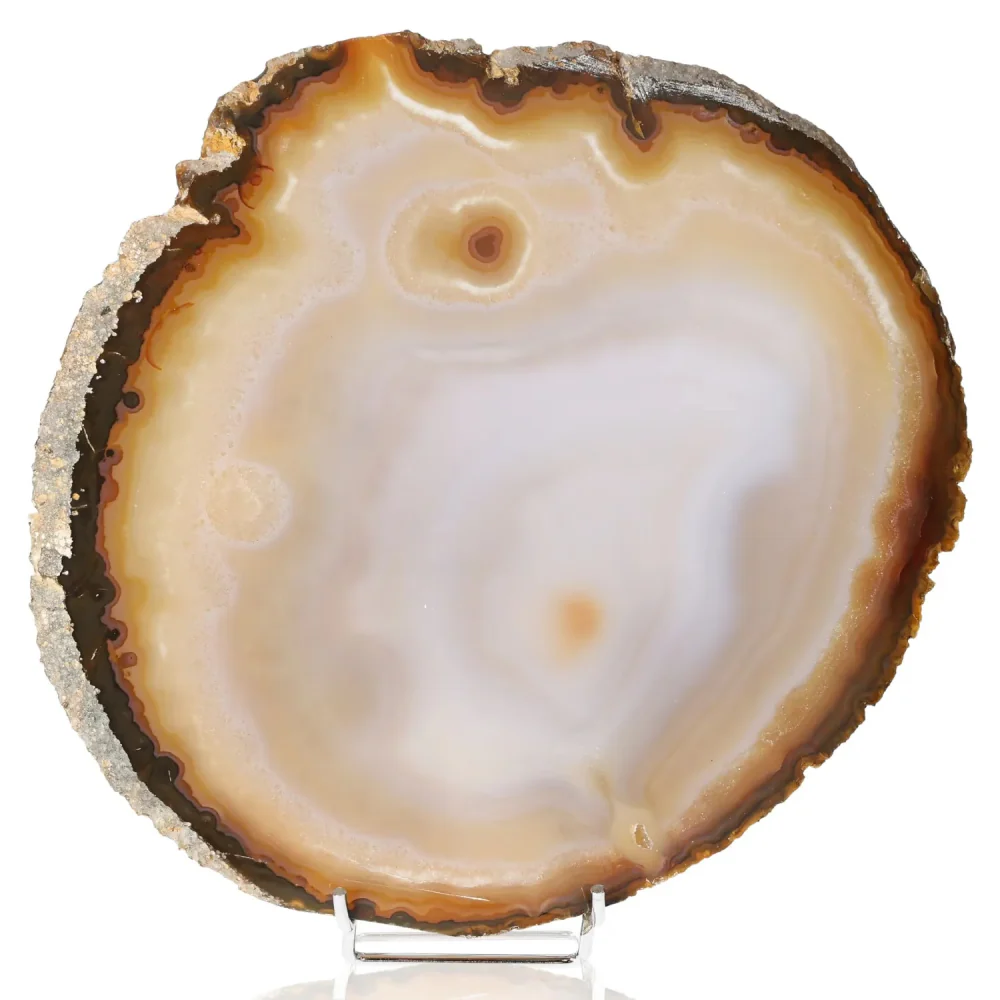 Polished Agate Slice Light brown with beige and orange tones. 001483