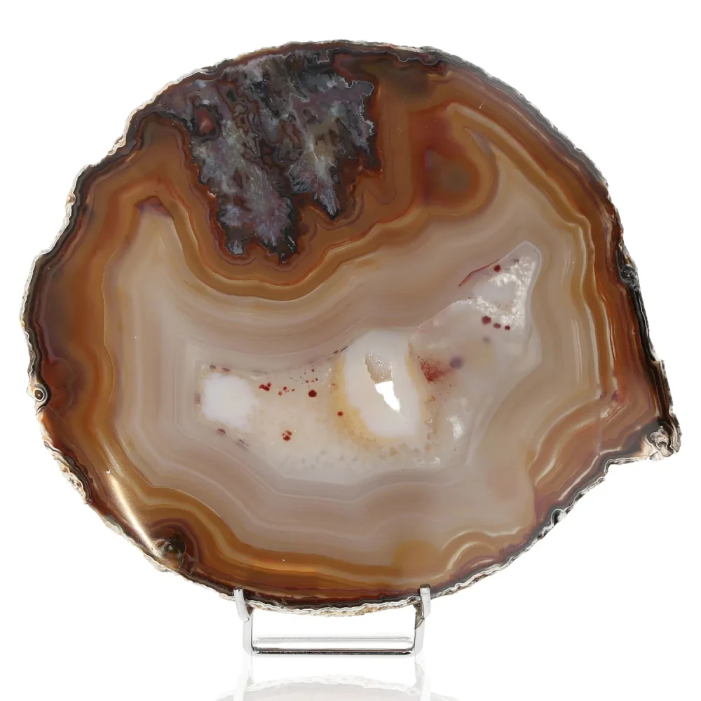 Polished Agate Slice Brown, black, and beige. 001477