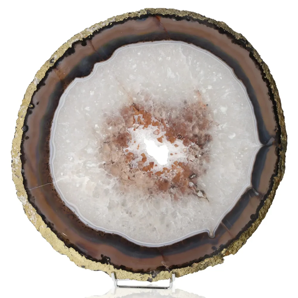 Polished Agate Slice Gray, beige, and black. 001565
