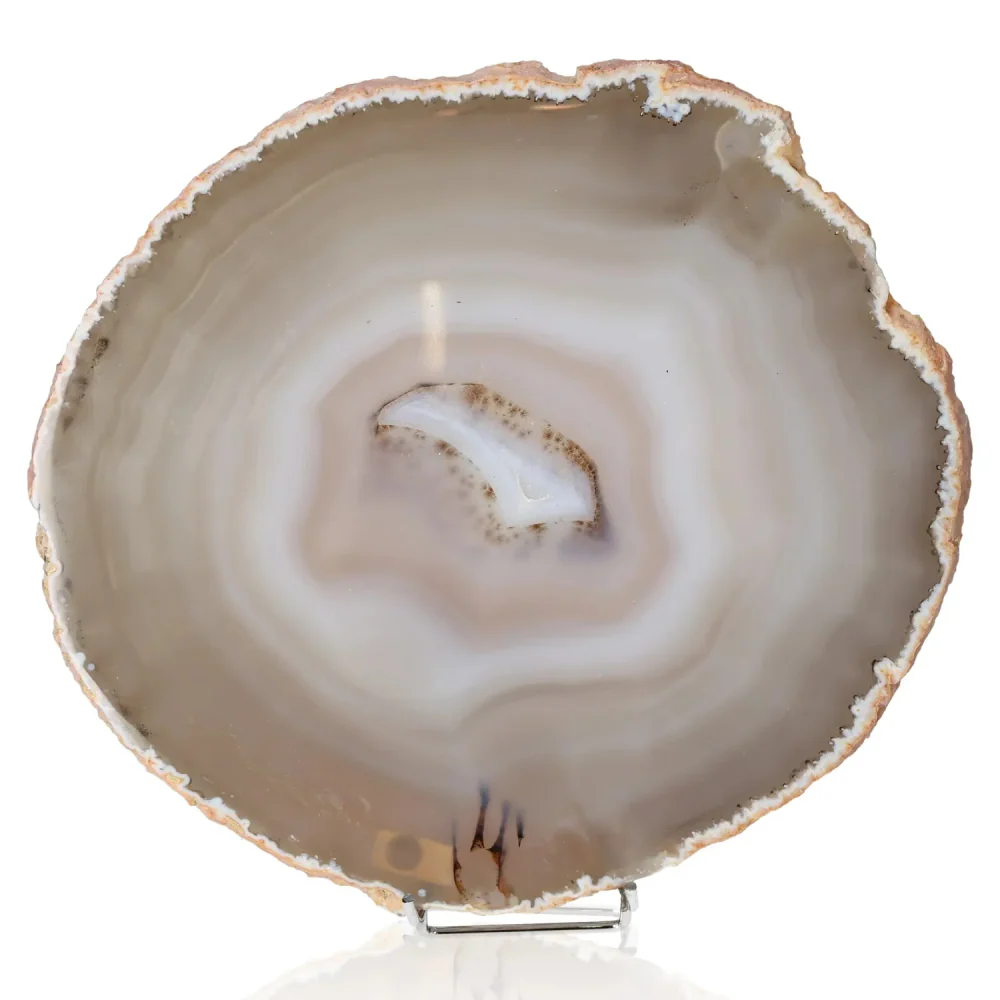 Polished Agate Slice Beige and gray. 001466