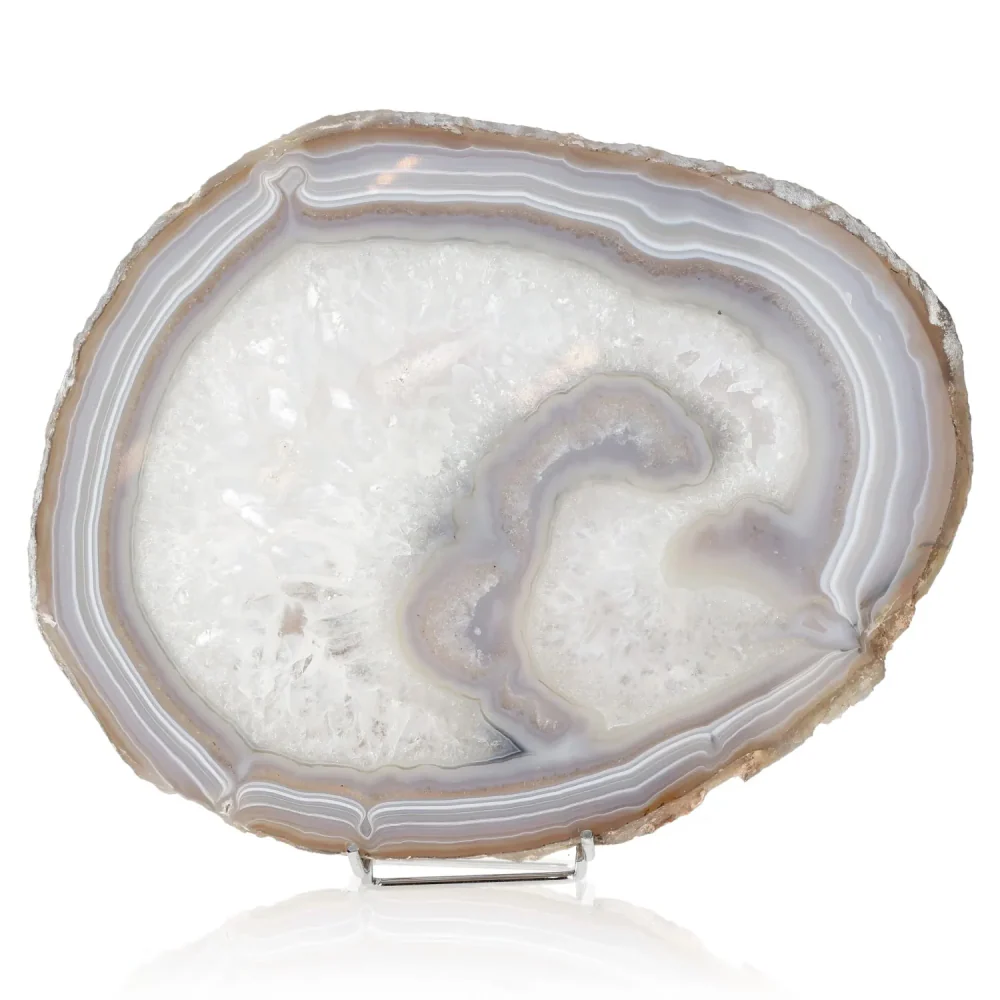 Polished Agate Slice White and Brown. 001461