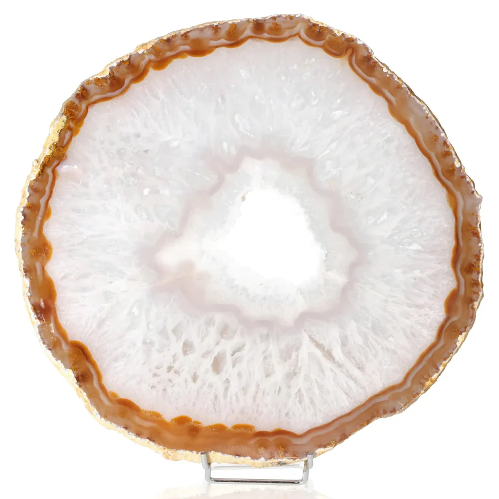 Polished Agate Slice Light brown with white and orange tones. 001454