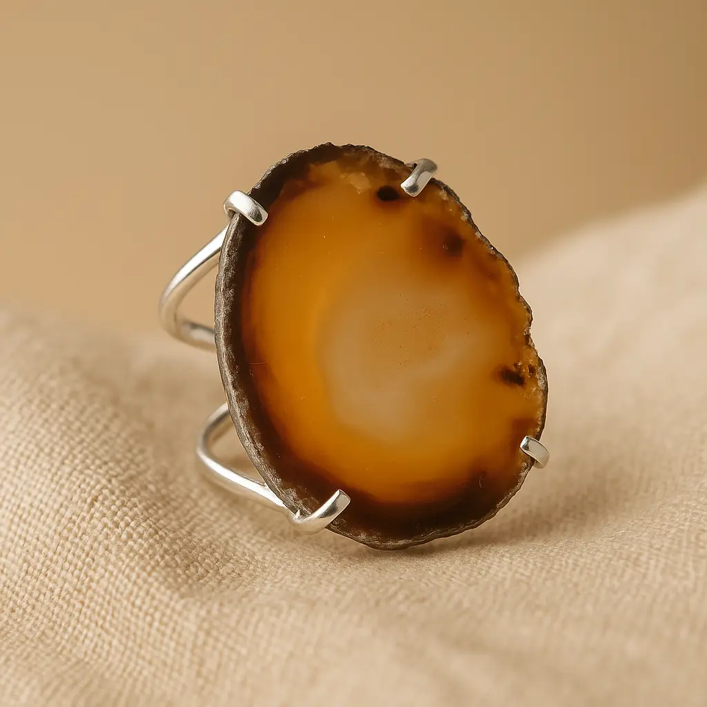 Agate Slice Arc And Wire Ring Gold 603201 P30 - Image 4