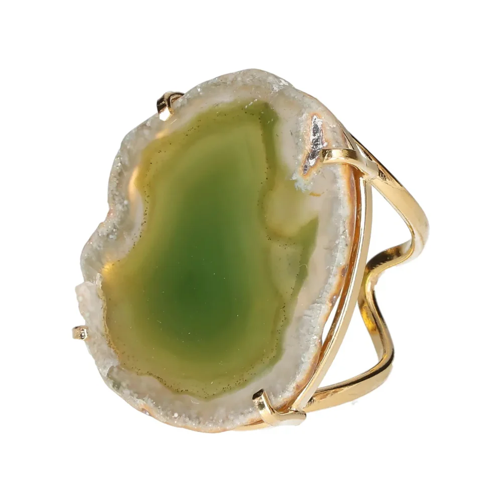 Agate Slice Arc And Wire Ring Gold 603379 P30 - Image 2
