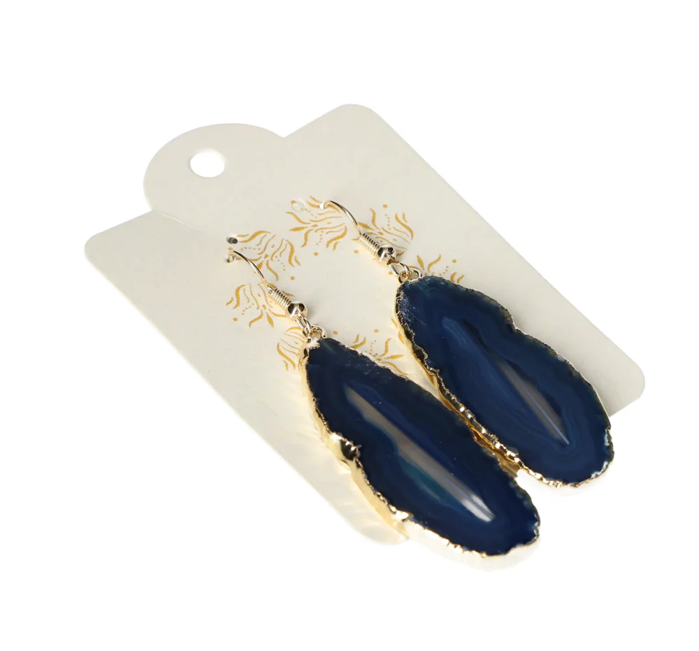 Agate Slice Hook Earrings Gold 631228 P30 - Image 2