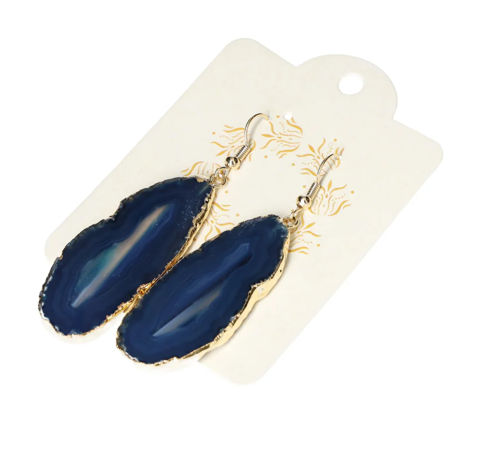 Agate Slice Hook Earrings Gold 631228 P30 - Image 3