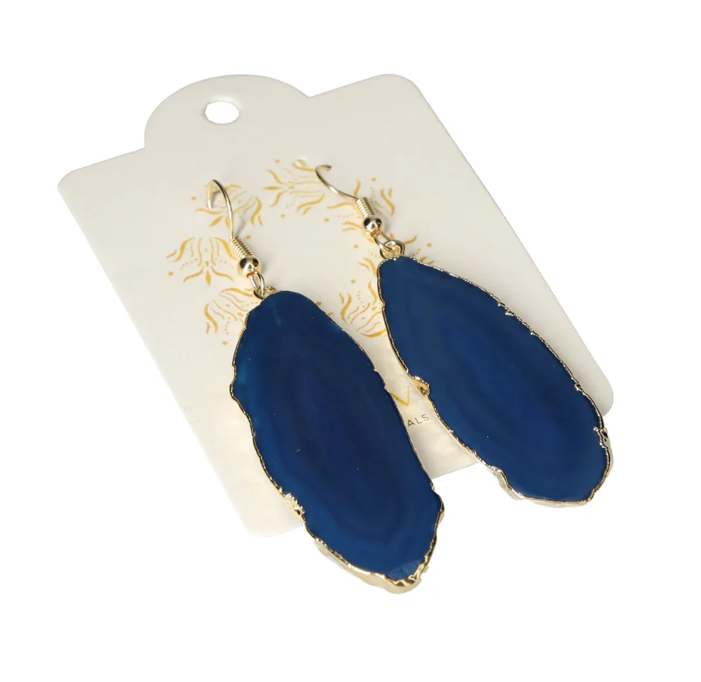 Agate Slice Hook Earrings Gold 631242 P30 - Image 2