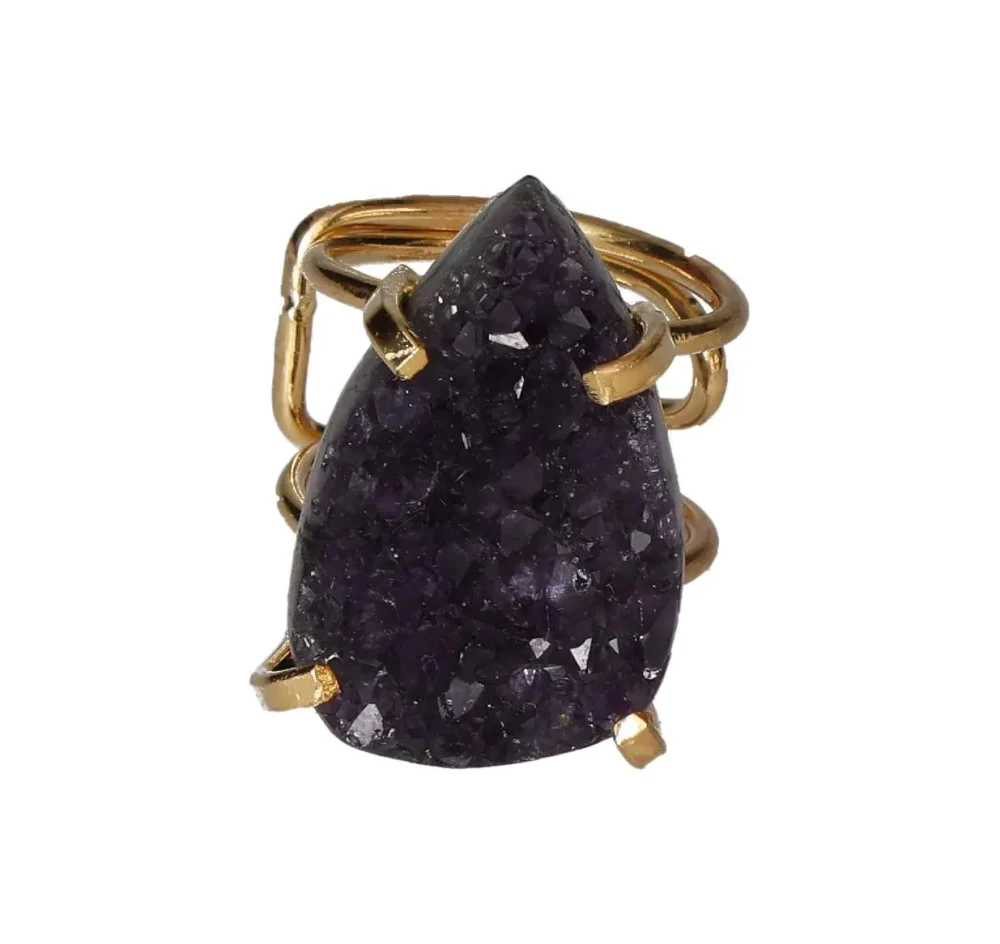 Gold Drop Ring with Amethyst – Serenity and Spiritual Elegance 596732 P30 - Image 3