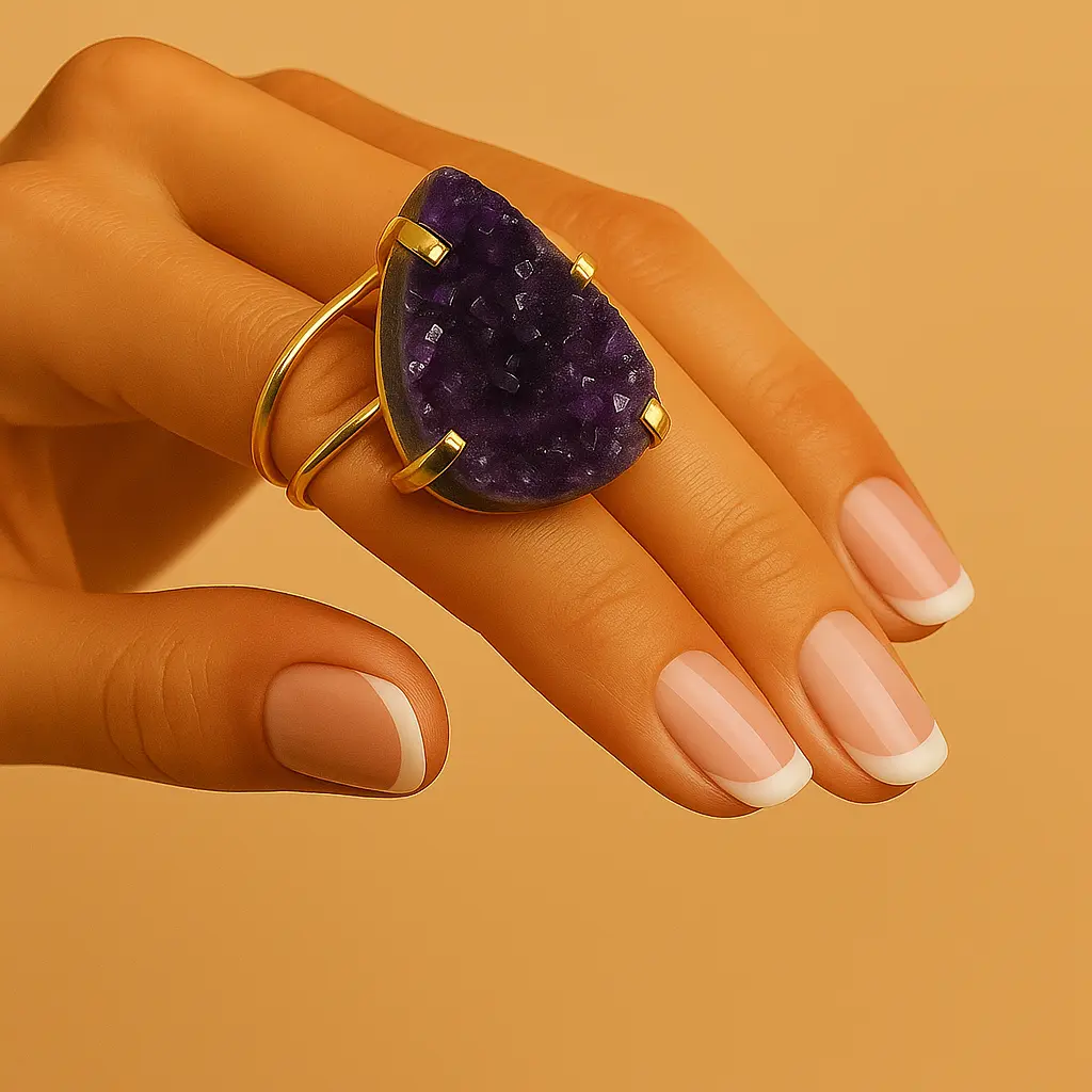 Gold Drop Ring with Amethyst – Serenity and Spiritual Elegance 596732 P30 - Image 4