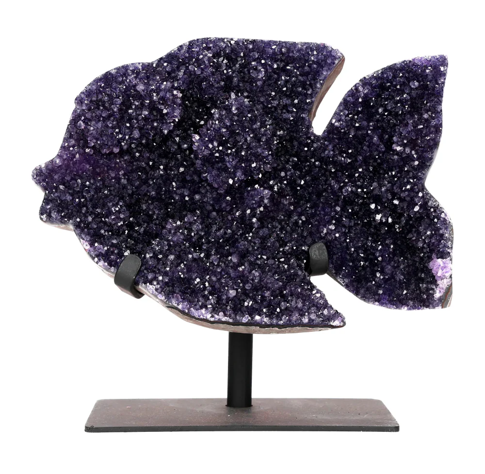 Amethyst Fish On Metal Base 640190