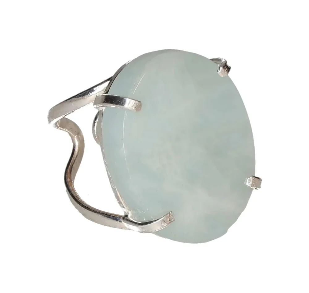 Silver Arc Ring with Aquamarine Oval – Calm Energy and Gentle Clarity 596978 P30
