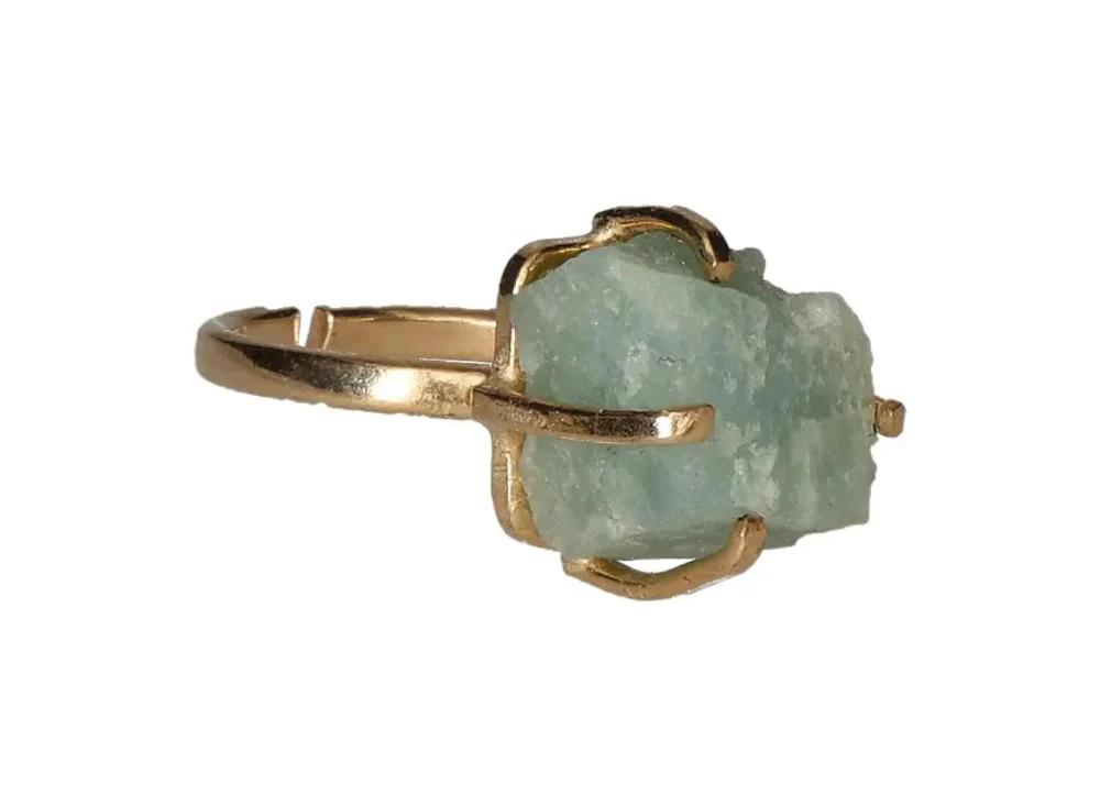Aquamarine Raw Simple Band Ring Gold 602990 P30