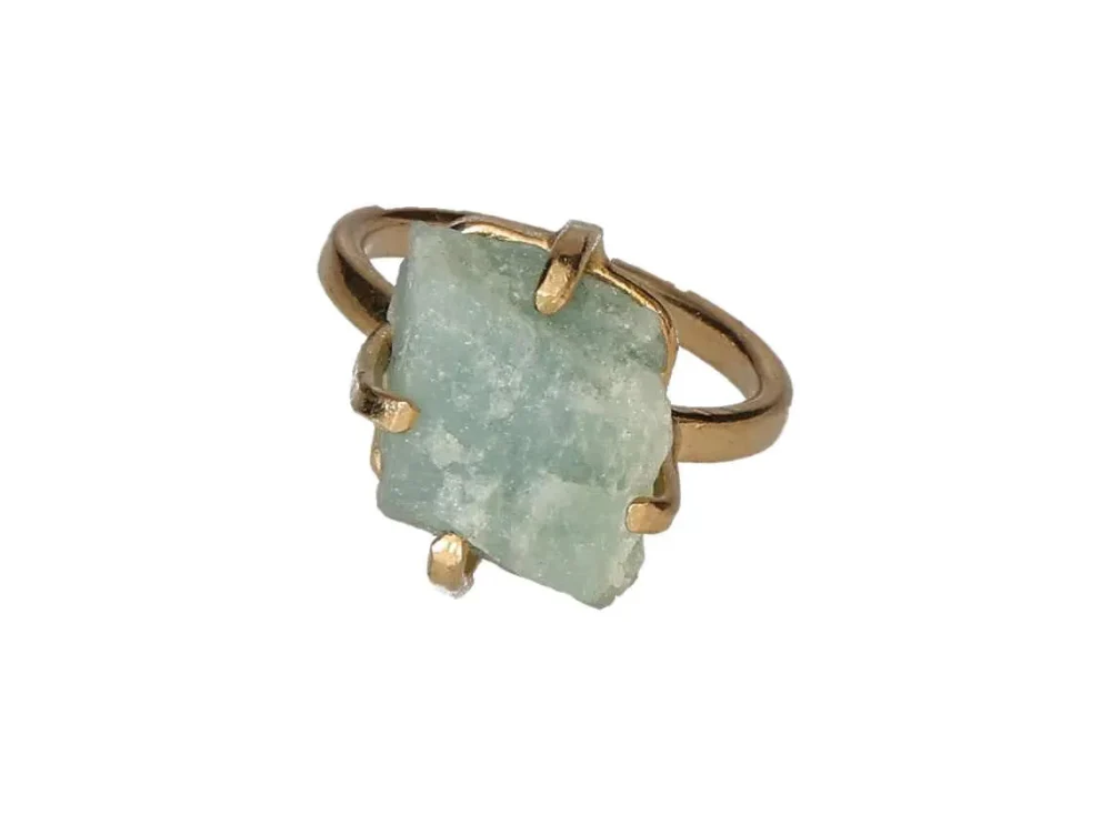 Aquamarine Raw Simple Band Ring Gold 602990 P30 - Image 3