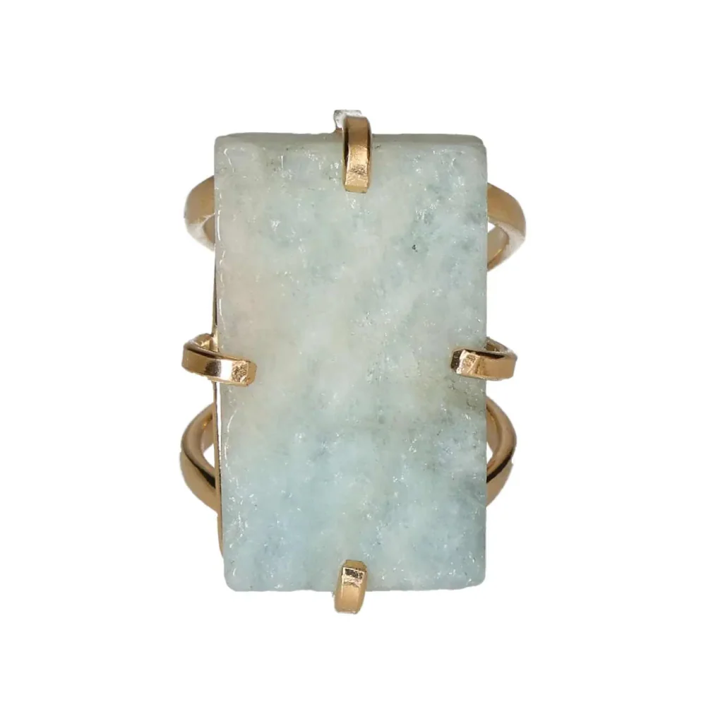 Gold Arc Ring with Aquamarine Square – Calm and Clear Intuition 596954 P30 - Image 3