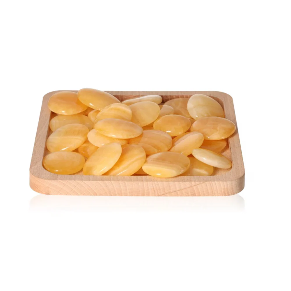 Yellow Calcite Palm Stone 080200 - Image 2