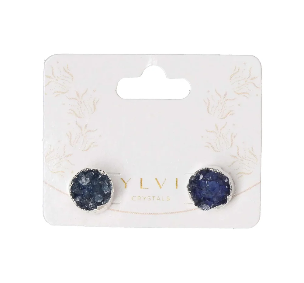 Blue Quartz Stud Earrings Silver 604017 P30