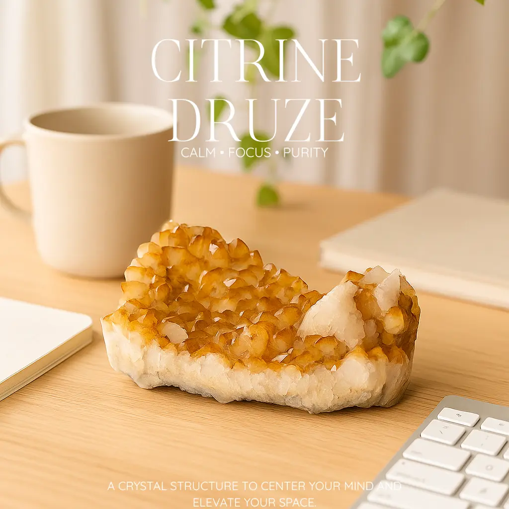 Citrine Druze with Calcite 565288