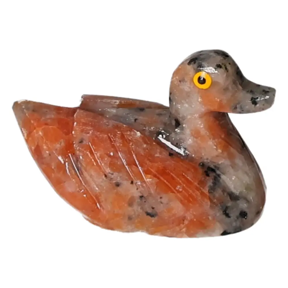 Carved Orchid Calcite Duck 571630