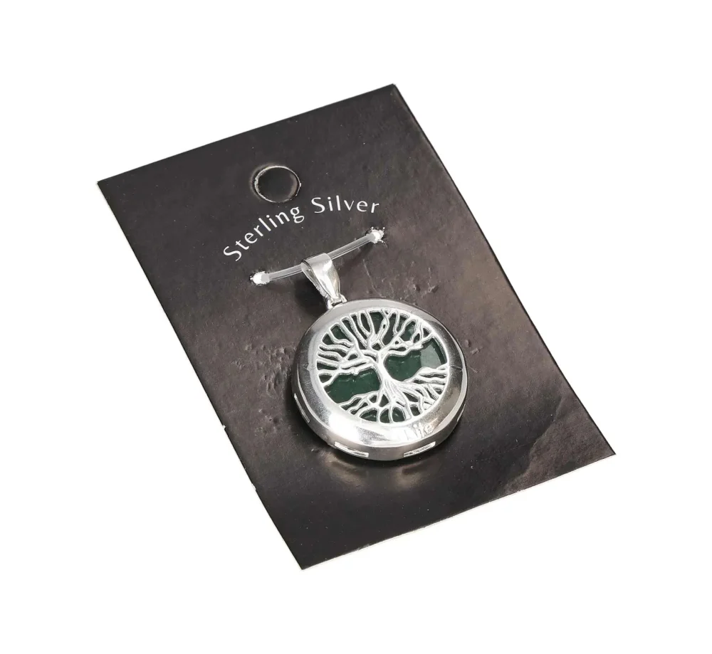 Green Agate Tree Of Life Pendant Silver Sterling 615273 - Image 2