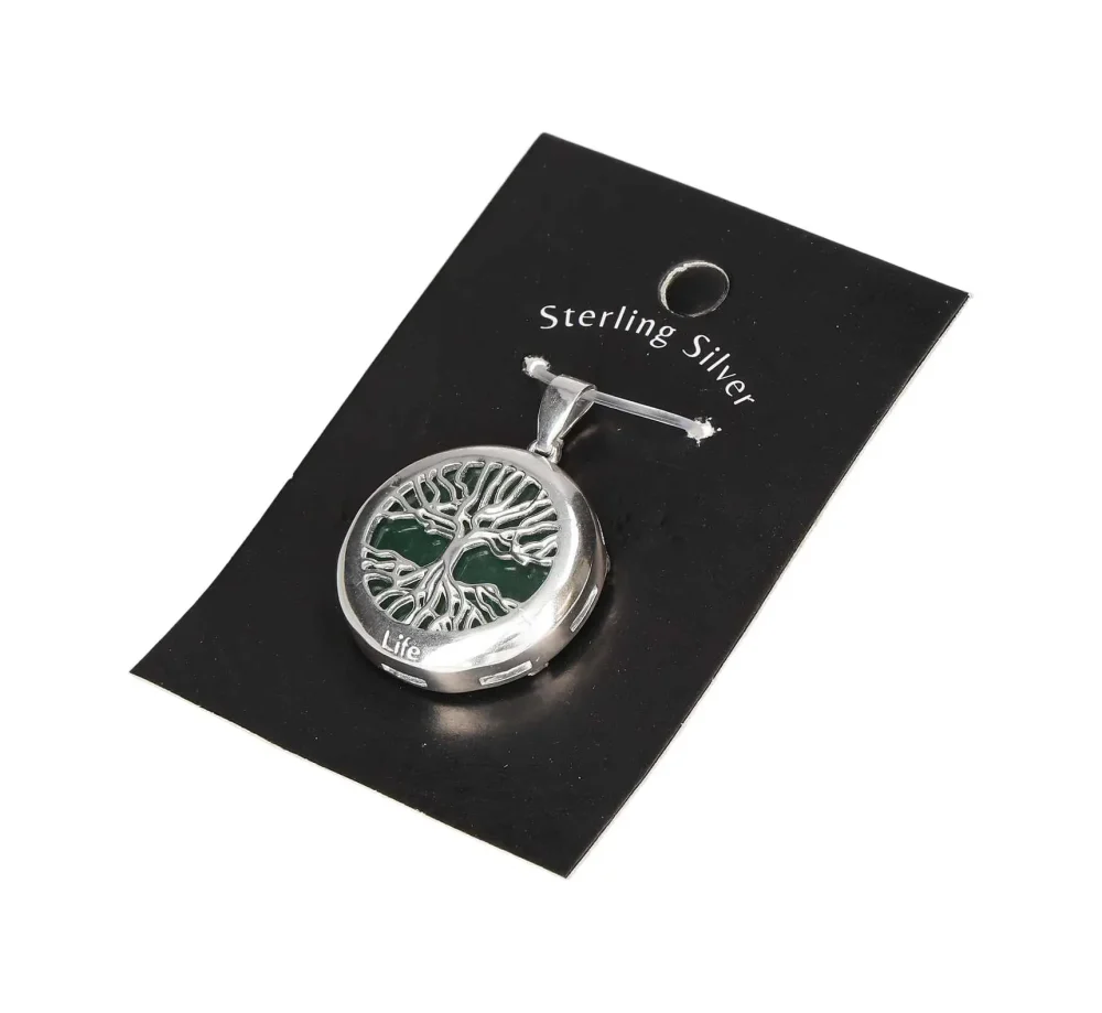 Green Agate Tree Of Life Pendant Silver Sterling 615273 - Image 3