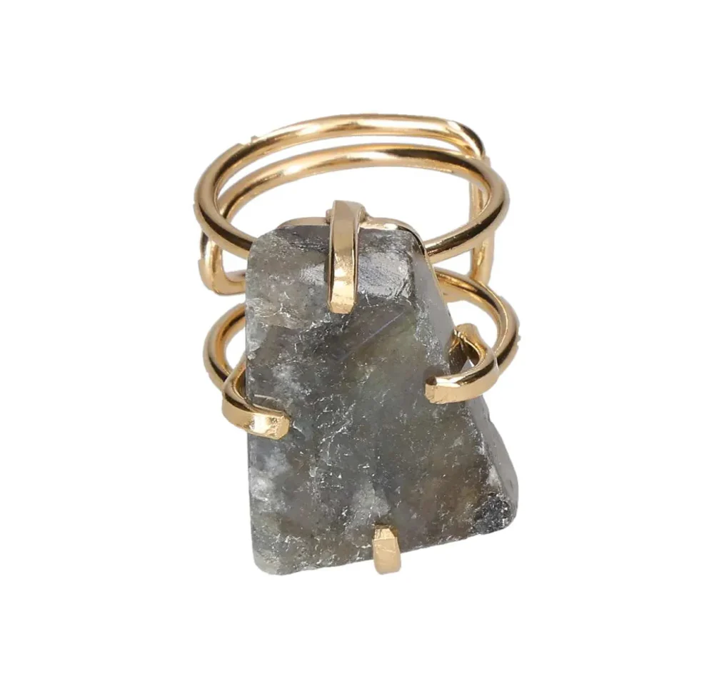 Labradorite Wire Ring Gold 620505