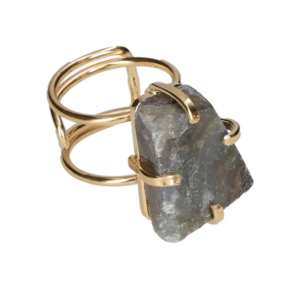 Labradorite Wire Ring Gold 620505 - Image 2