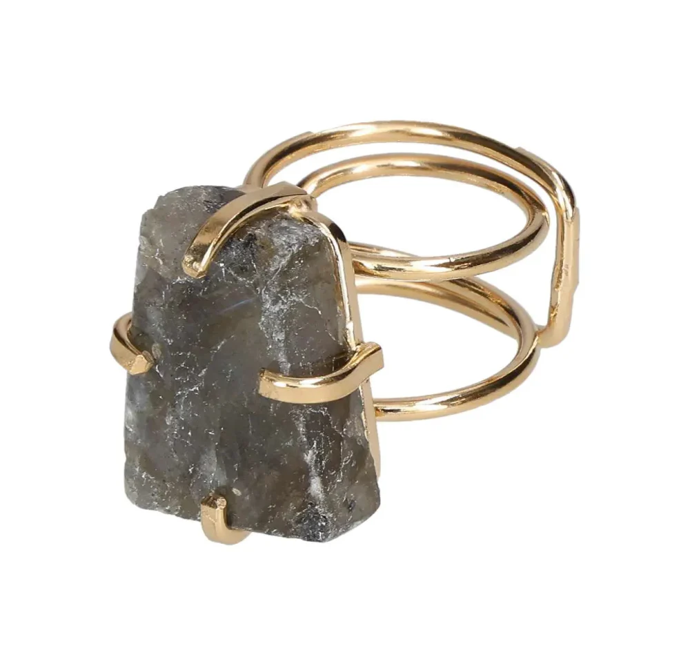 Labradorite Wire Ring Gold 620505 - Image 3