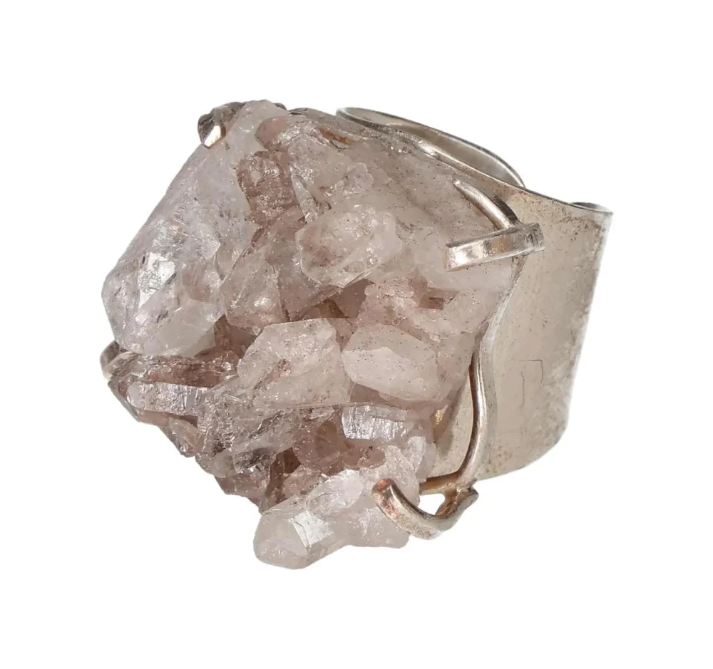 Silver Cuff Ring with Hematite Cluster – Calm Energy and Natural Beauty 598149 P30 - Image 2