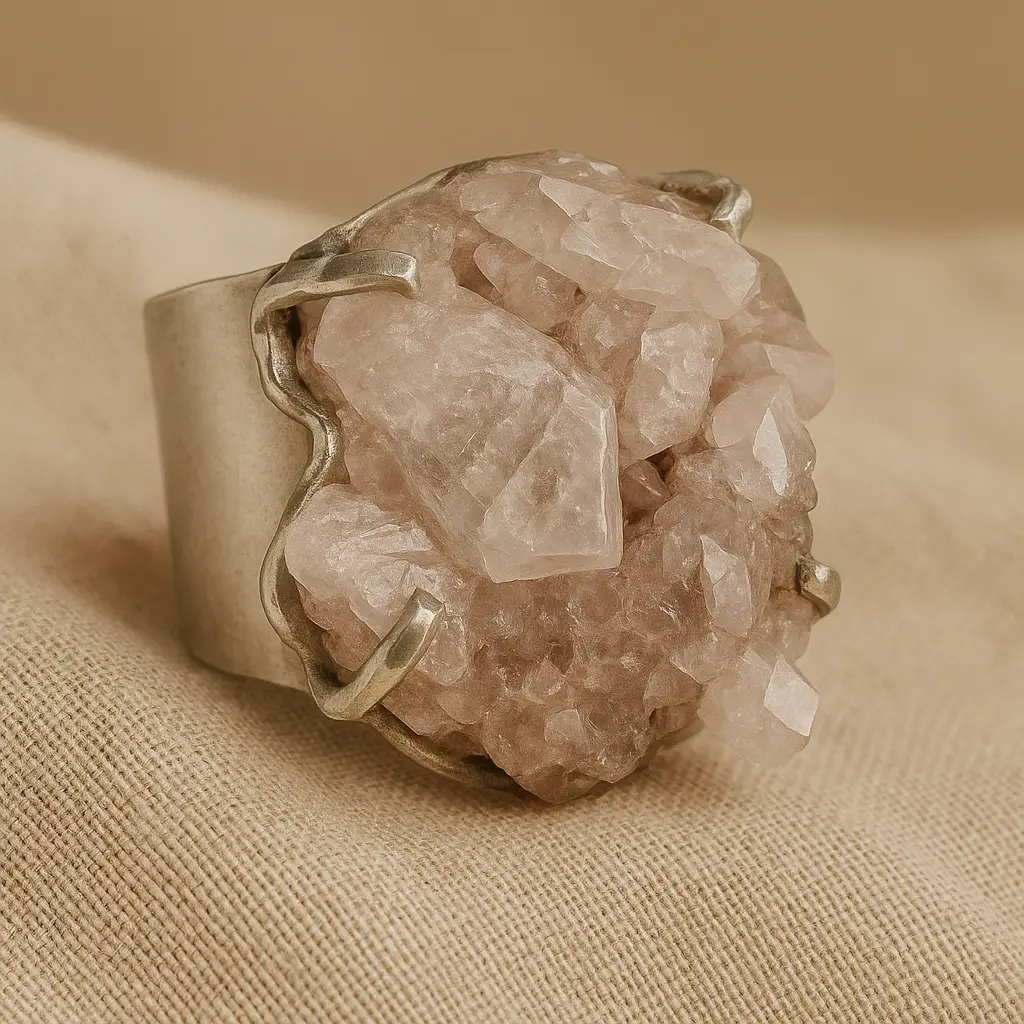 Silver Cuff Ring with Hematite Cluster – Calm Energy and Natural Beauty 598149 P30 - Image 4