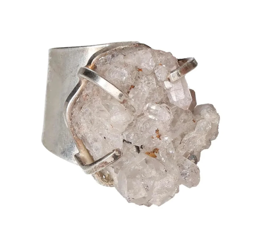 Silver Cuff Ring with Hematite Cluster – Calm Energy and Natural Beauty 598132 P30